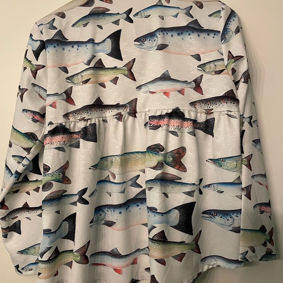 Fish Pattern Button-Up Shirt - Picture 2 of 2